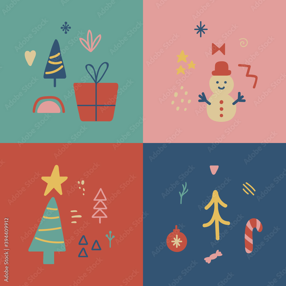 Social media cover Christmas design. Winter Holiday poster set. Unique hand drawn minimal xmas collection. Party decoration. Highlight decoration. Organic shape for greeting cards. Vector illustration Social media cover Christmas design. Winter Holiday poster set. Unique hand drawn minimal xmas collection. Party decoration. Highlight decoration. Organic shape for greeting cards. Vector illustration
