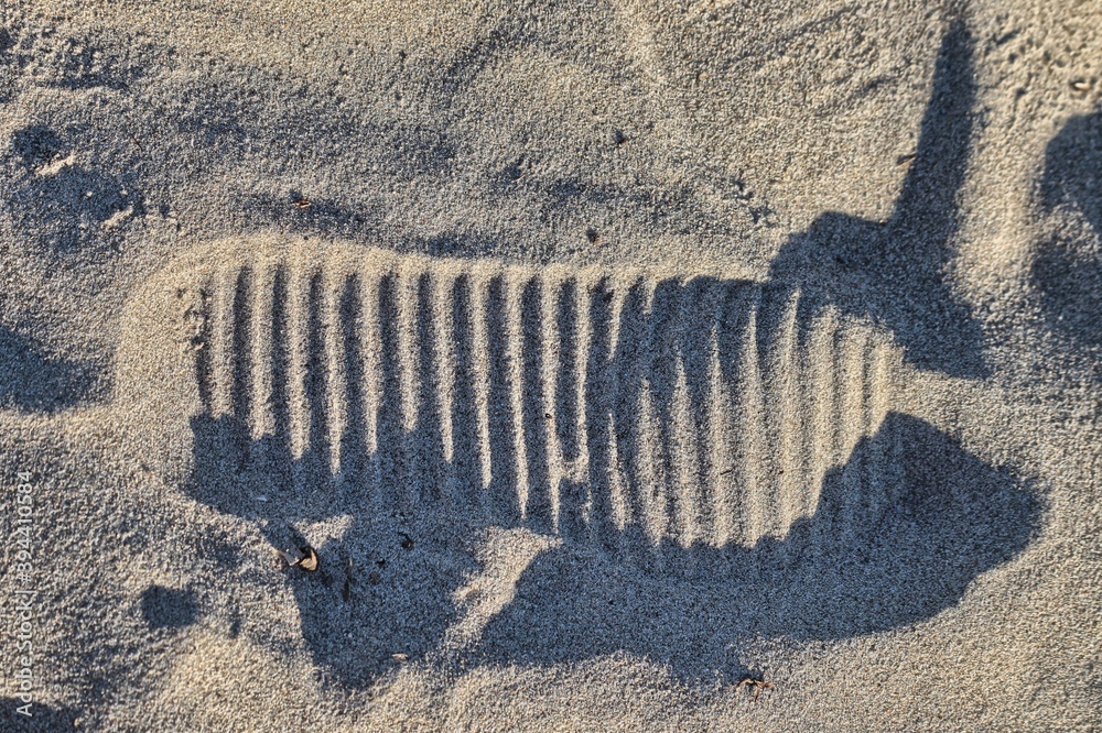 Fototapeta premium Footprint on the sandy beach