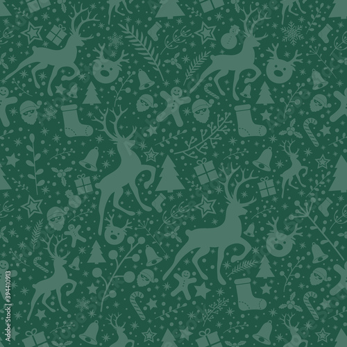 Seamless pattern with Christmas elements. Wrapping paper. Vector