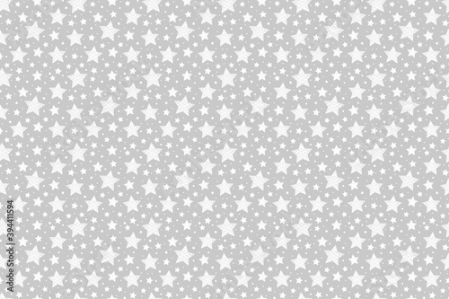 Christmas seamless pattern with hand drawn stars. Wrapping paper. Vector