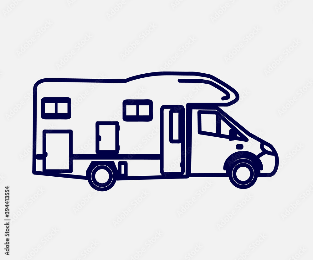 Mobile home on a white background. Symbol. Vector illustration. Mobile home on a white background. Symbol. Vector illustration.