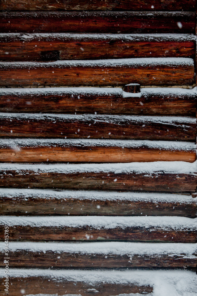 closeup background of old wood planks under snow closeup background of old wood planks under snow