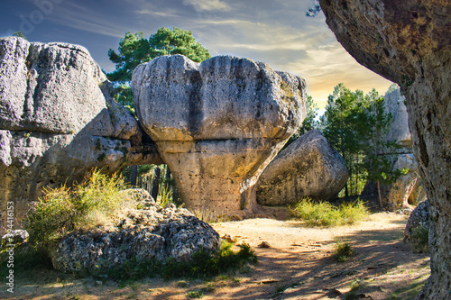 Rock formation in the natural setting of La Ciudad Encantada de Cuenca, Spain photo