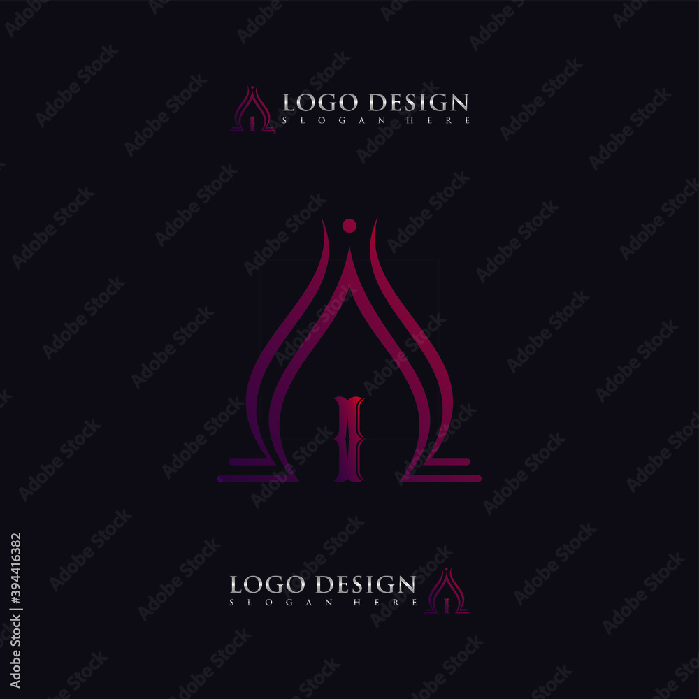 Custom Letter I logo design monogram template elements