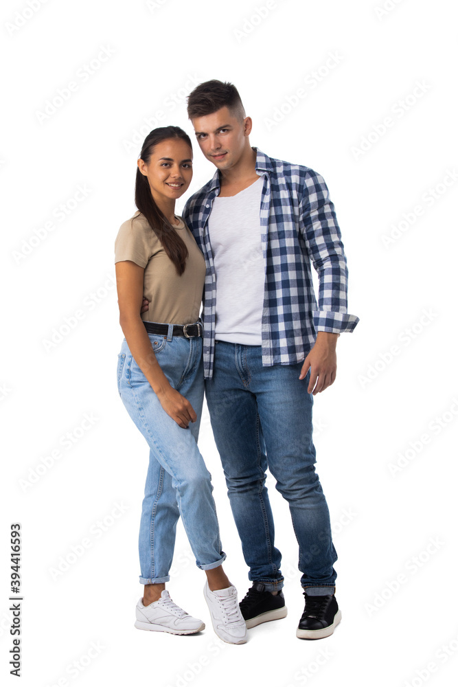 Smiling young couple on white Smiling young couple on white