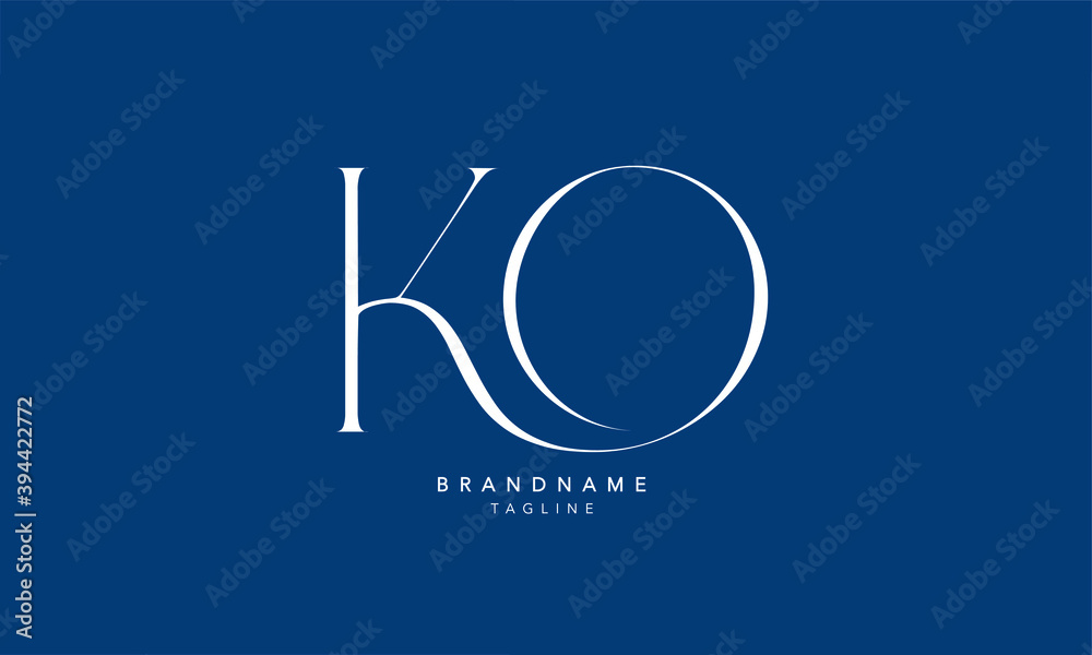 Alphabet letters Initials Monogram logo KO, OK, K and O - obrazy, fototapety, plakaty 