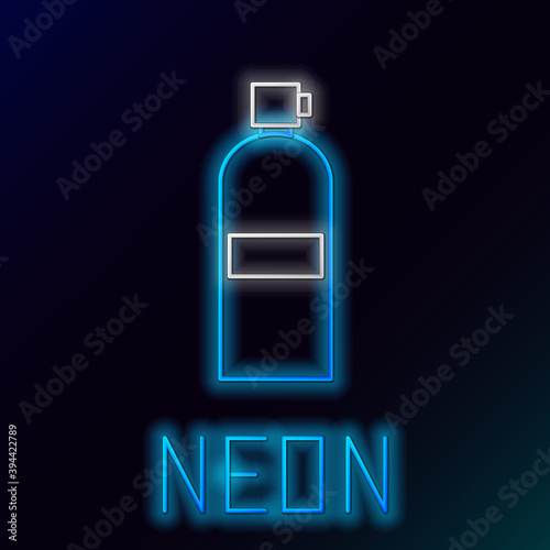 Glowing neon line Aqualung icon isolated on black background. Oxygen tank for diver. Diving equipment. Extreme sport. Diving underwater equipment. Colorful outline concept. Vector.