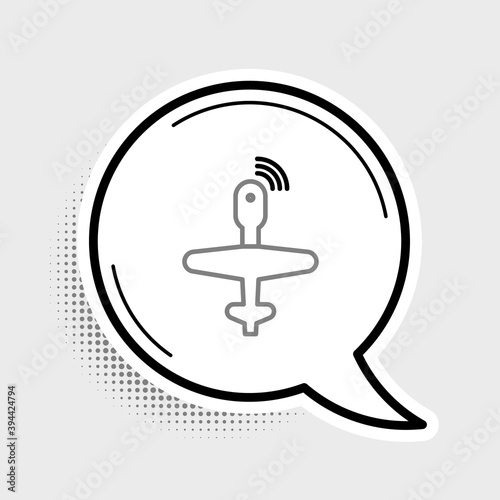 Line UAV Drone icon isolated on grey background. Military Unmanned aircraft spy. Colorful outline concept. Vector.