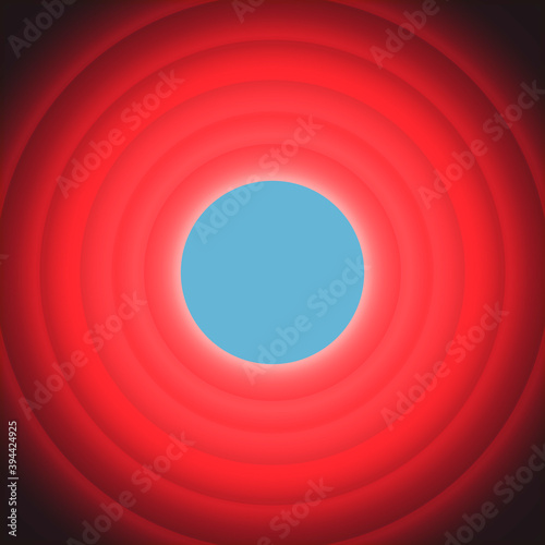 A cool retro vintage background, made of concentric red circles, with shadows, recalling the classical looney cartoons introductions.
