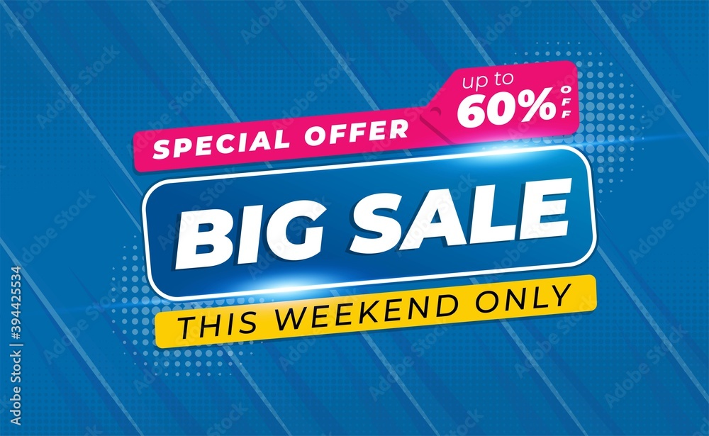 Big Sale Banner or Poster 50% OFF with Blue Colour