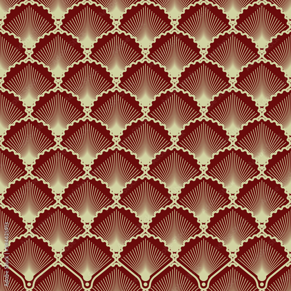 Fototapeta premium Elegant seamless pattern in art deco style. Background with shells for wallpaper