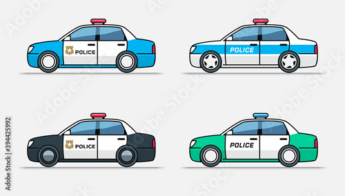 Police car vector icon set
