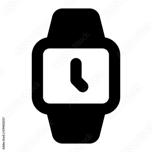 
Wrist watch glyph icon, number one inside watch 
