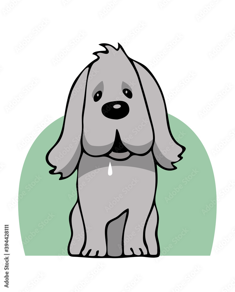 Drawing caricature of a cute pet dog. Hungry saliva. Vector cartoon illustration on isolated background. Drawing caricature of a cute pet dog. Hungry saliva. Vector cartoon illustration on isolated background.