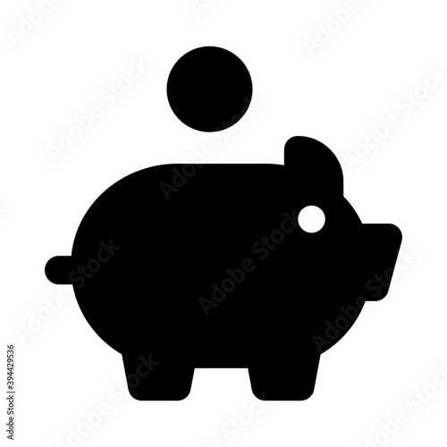  Piggy bank with coin trendy solid icon, concept of savings 