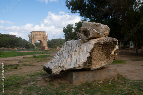 The Arch of Septimius Severus in the archaeological site of Leptis Magna, Libya photo