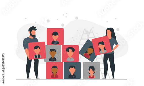Finding a suitable candidate for a job by an employer. People weed out unskilled workers and search for talent concept vector illustration