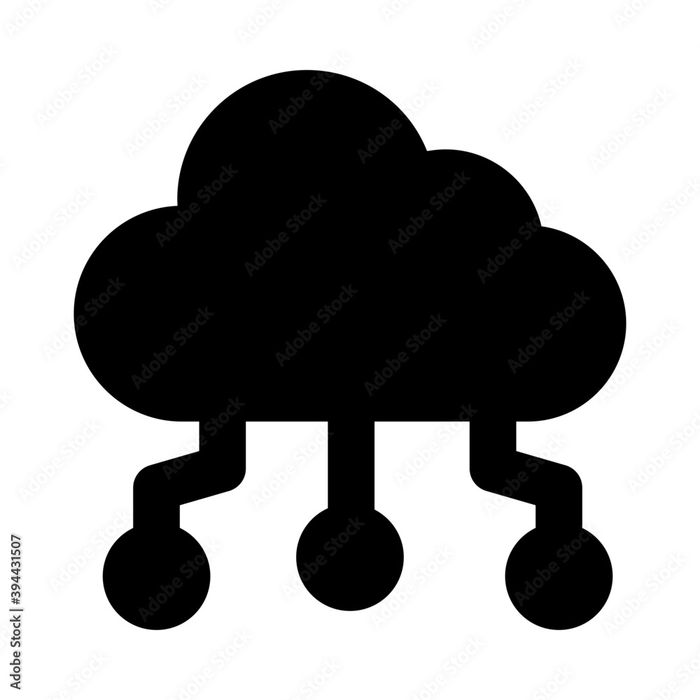 
Cloud with nodes denoting cloud hosting icon
