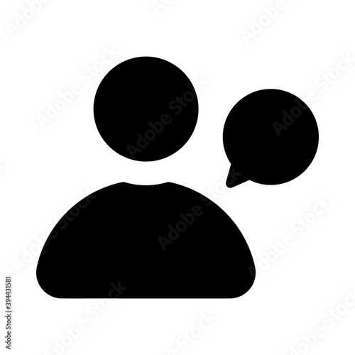 
Male person with chat bubble denoting concept of personal communication

