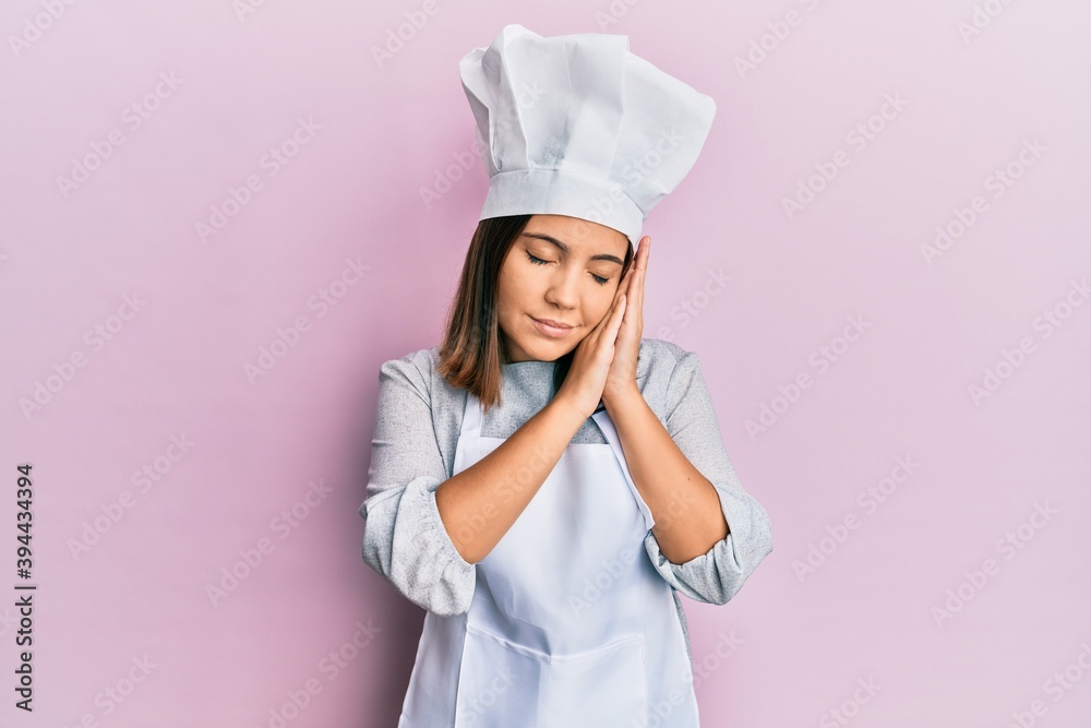 Young blonde woman wearing professional cook uniform and hat depressed and worry for distress, crying angry and afraid. sad expression. Young blonde woman wearing professional cook uniform and hat depressed and worry for distress, crying angry and afraid. sad expression.