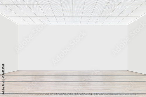 An interior view of an empty art gallery