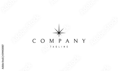 Vector logo on which an abstract image of sharp cannabis leaves in the form of a star.