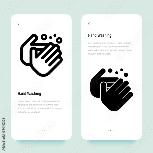 Wash your hands with soap thin line icon. Vector illustration of disinfection and hygiene for health.