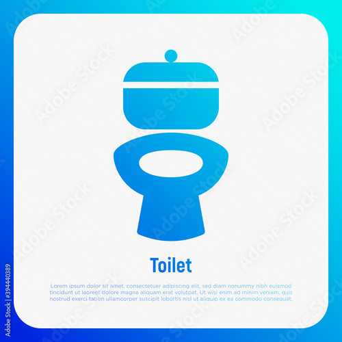 Toilet icon with bowl. Thin line vector illustration for logo of plumber or bathroom equipment shop.