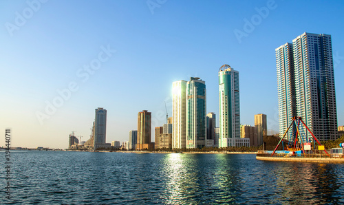 Waterfront in Al Khan area of Sharjah Emirate. UAE.