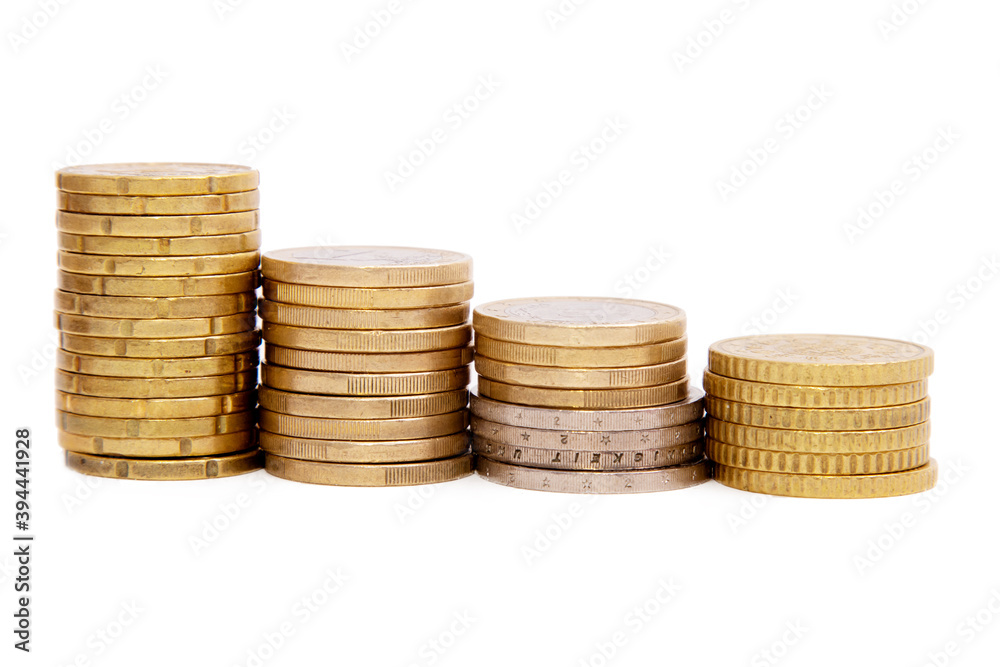 stacked coin scale isolated on white stacked coin scale isolated on white
