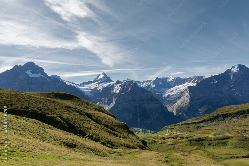 Panorama de la Vallée de Grindelwald en été