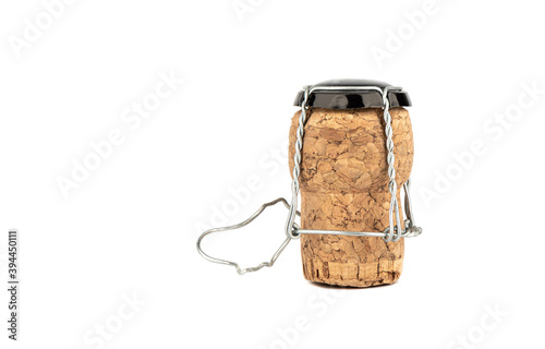 Champagne cork with muselet isolated on white background.