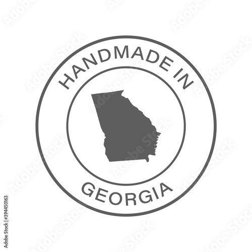 "Handmade in Georgia" icon, vector with transparency. With state silhouette in the middle.