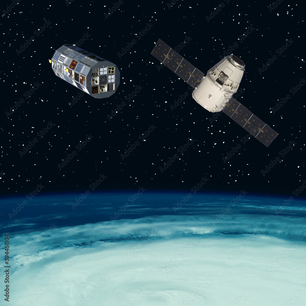 Different spaceships above the earth. The elements of this image furnished by NASA. Different spaceships above the earth. The elements of this image furnished by NASA.
