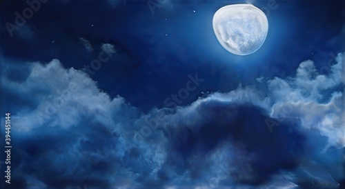 Moon in cloudy  stormy sky at night