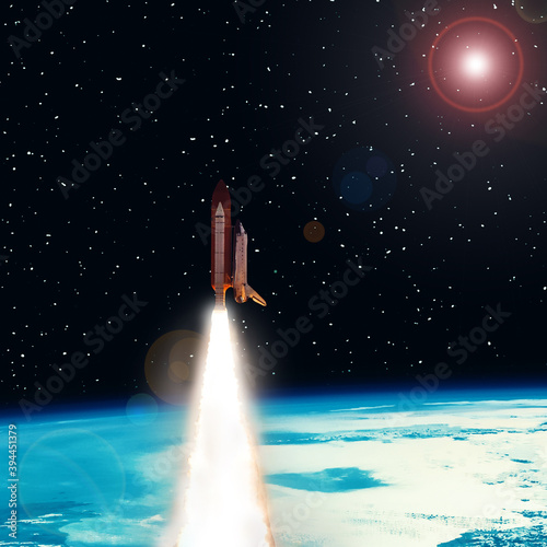 Rocket and space. The elements of this image furnished by NASA.