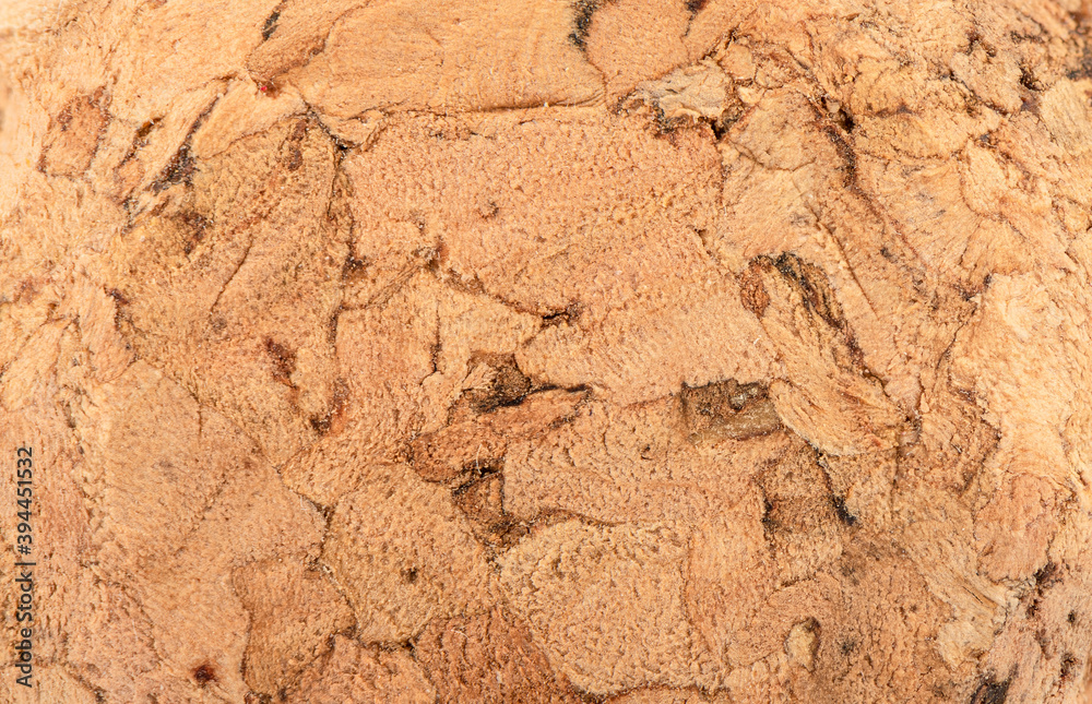 Macro shot of champagne cork surface texture.