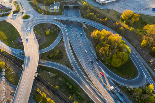 Aerial view of roads, Sweden
