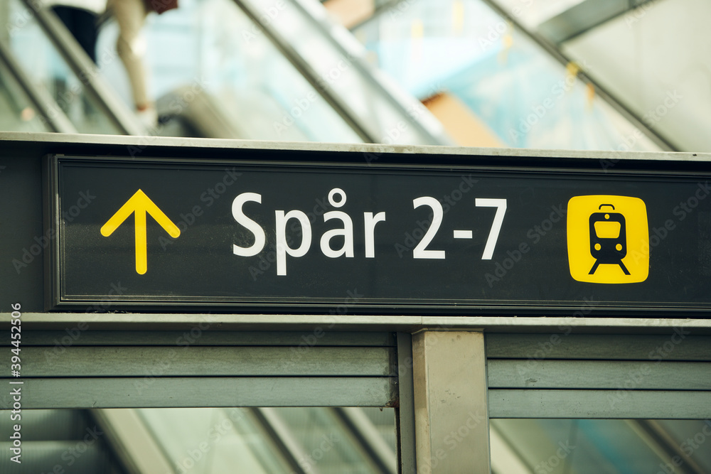 Directional sign on train station, Sweden Directional sign on train station, Sweden