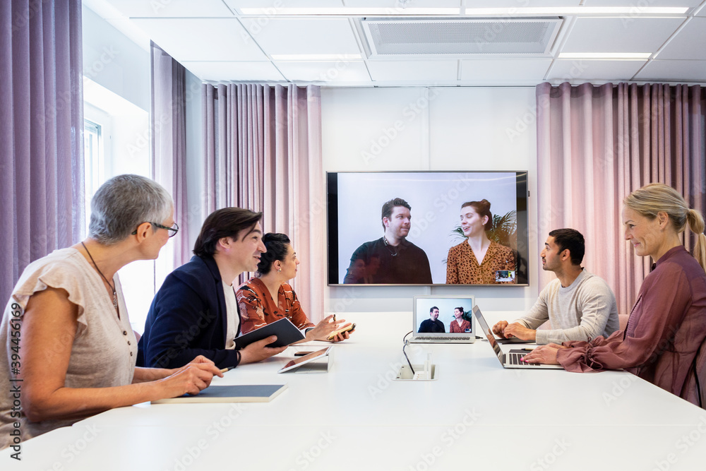 People during video conference, Sweden People during video conference, Sweden