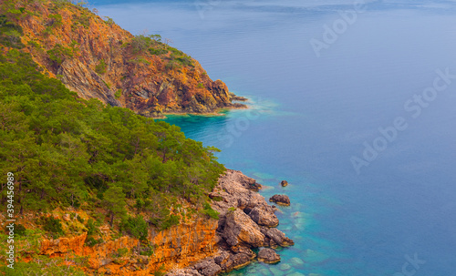 rocky sea coast, summer outdoor travel scene