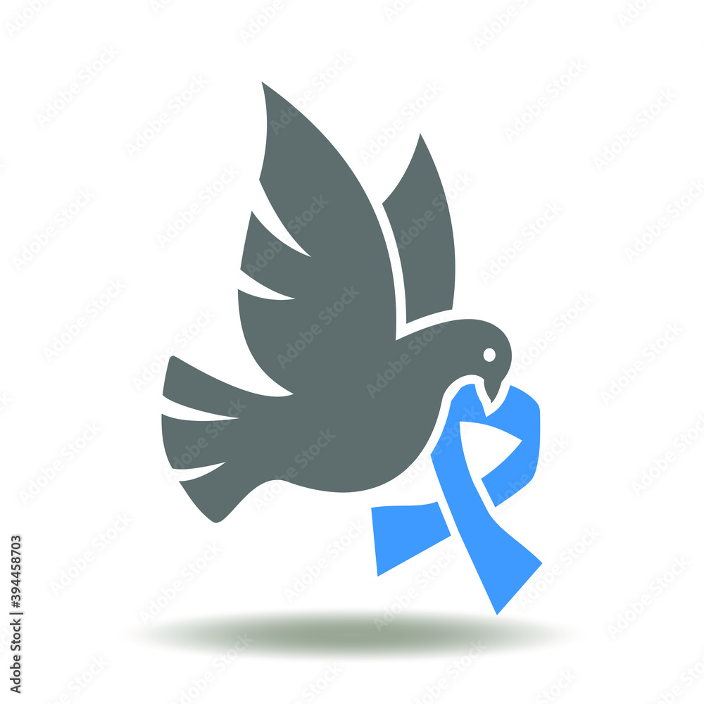Dove bird with hope ribbon icon vector. Peace and Love Symbol. Dove bird with hope ribbon icon vector. Peace and Love Symbol.