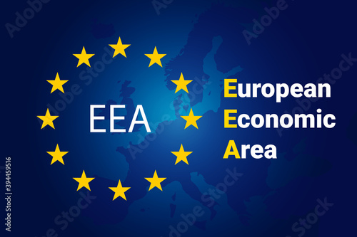 Obraz na płótnie European Economic Area - EEA. European Union flag and map of Europe. Vector background w salonie
