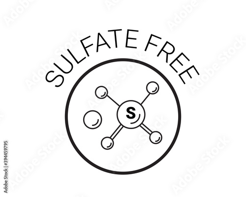 Free sulfate icon. chemical model sls. vector sign. back and white badge