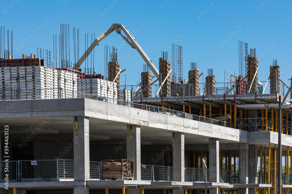 Low rise building construction site 