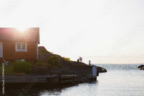 View of sea and rocky coast, Sweden photo