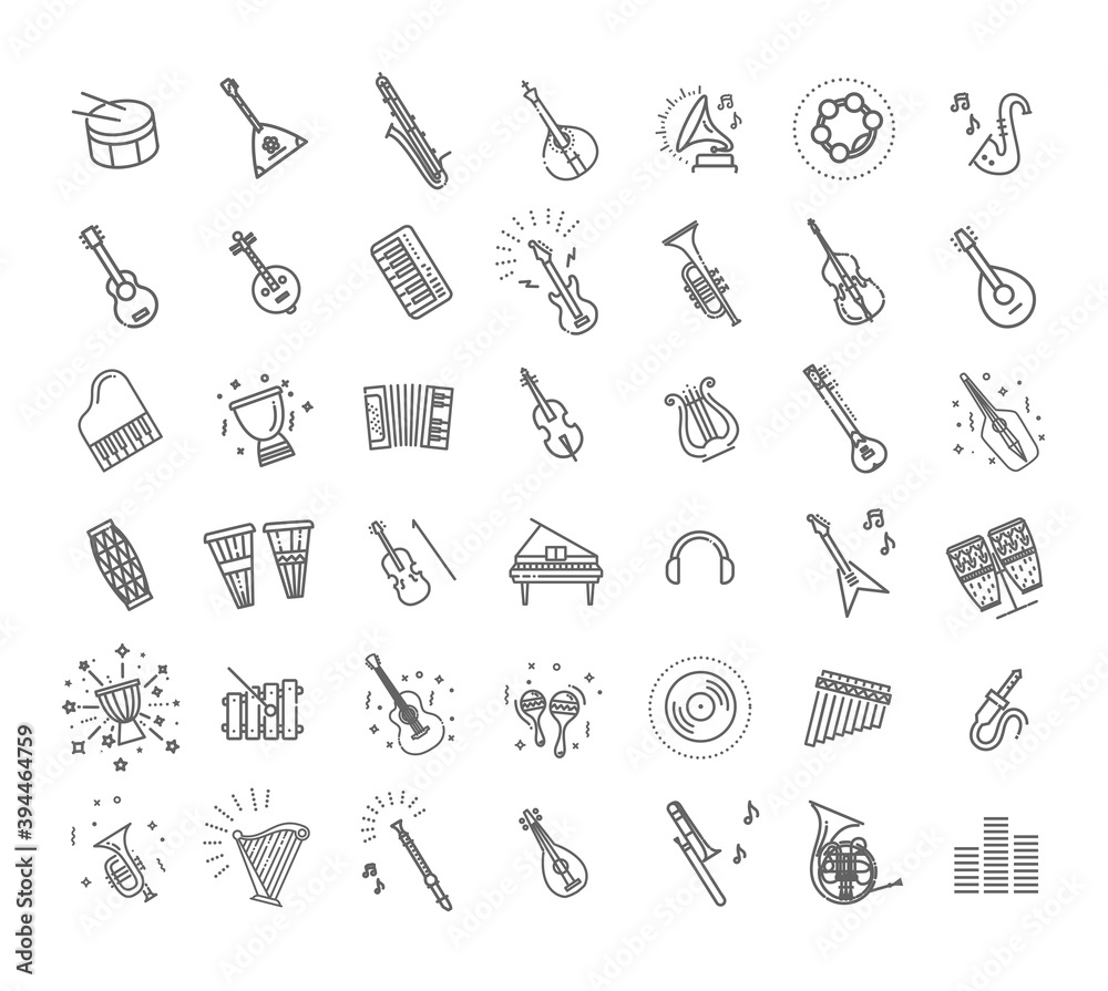 Outline flat vector icons. music Outline flat vector icons. music