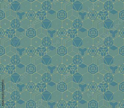 Hexagonal geometric line art patchwork pattern