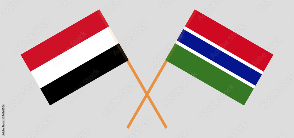 Crossed flags of the Gambia and Yemen