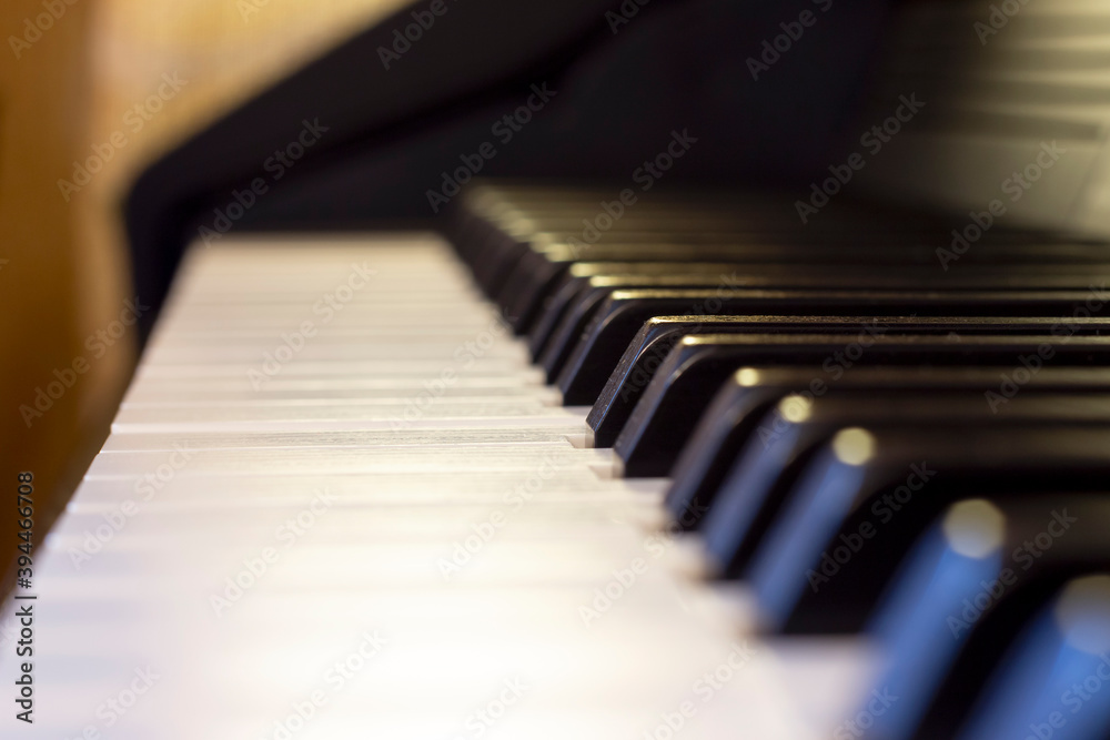 Close-up of electronic piano keys.